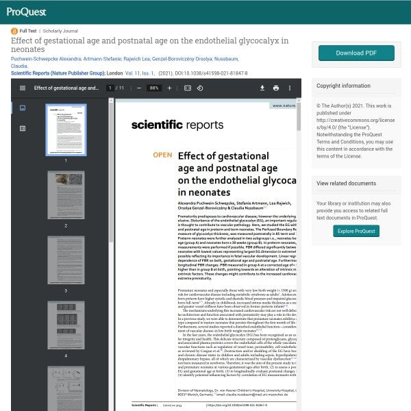 Effect of gestational age and postnatal age on the endothelial glycocalyx in neonates