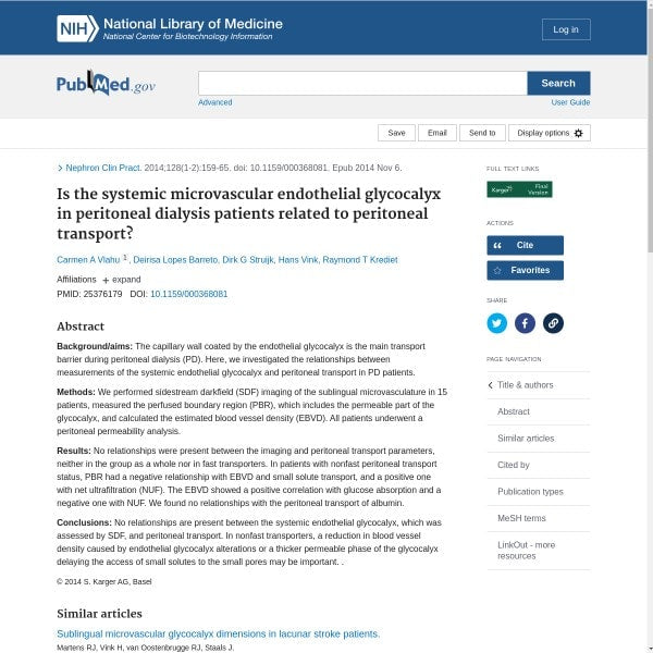 Is the systemic microvascular endothelial glycocalyx in peritoneal dialysis patients related to peritoneal transport?