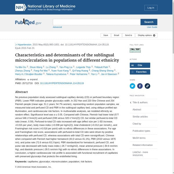 Characteristics and determinants of the sublingual microcirculation in populations of different ethnicity
