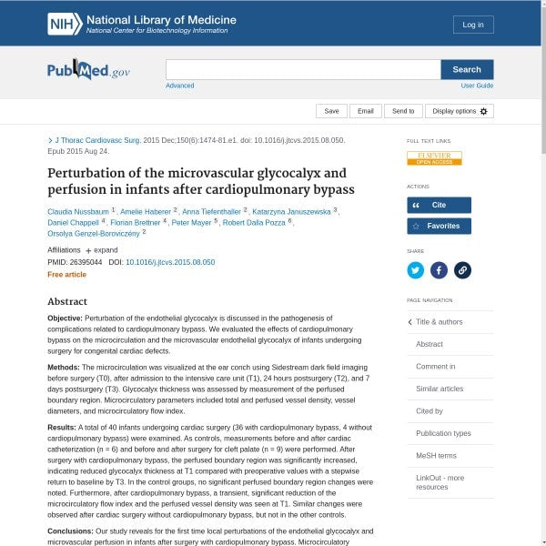 Perturbation of the microvascular glycocalyx and perfusion in infants after cardiopulmonary bypass