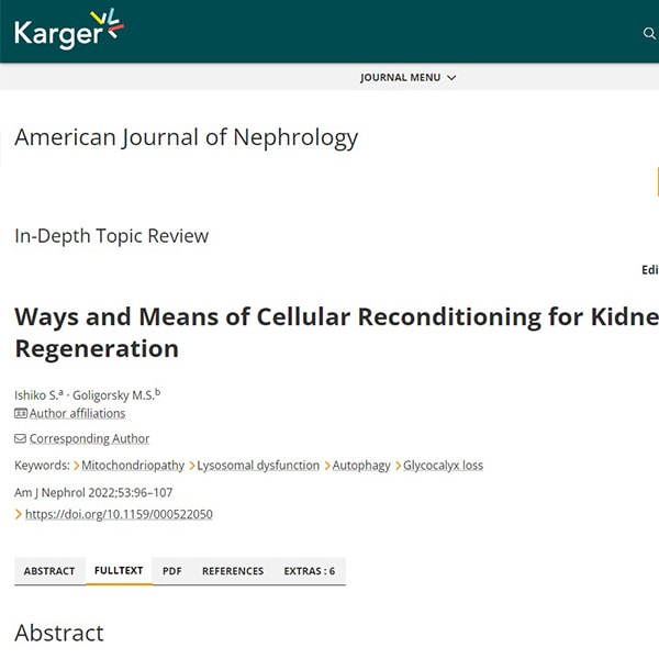 Ways and Means of Cellular Reconditioning for Kidney Regeneration