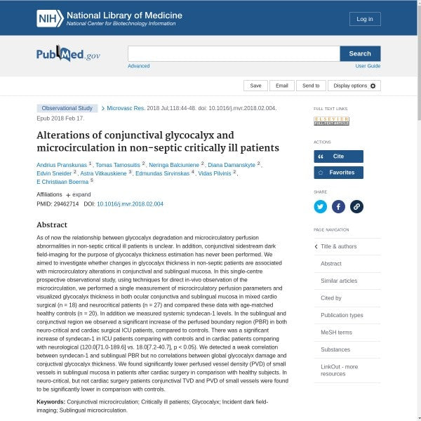 Alterations of conjunctival glycocalyx and microcirculation in non-septic critically ill patients