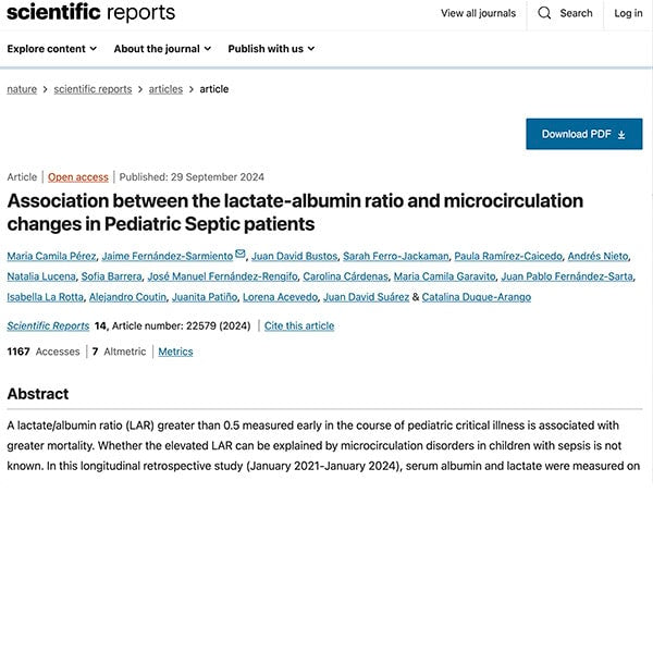 Association between the lactate-albumin ratio and microcirculation changes in Pediatric Septic patients