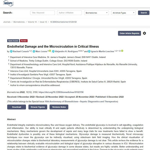 Endothelial Damage and the Microcirculation in Critical Illness