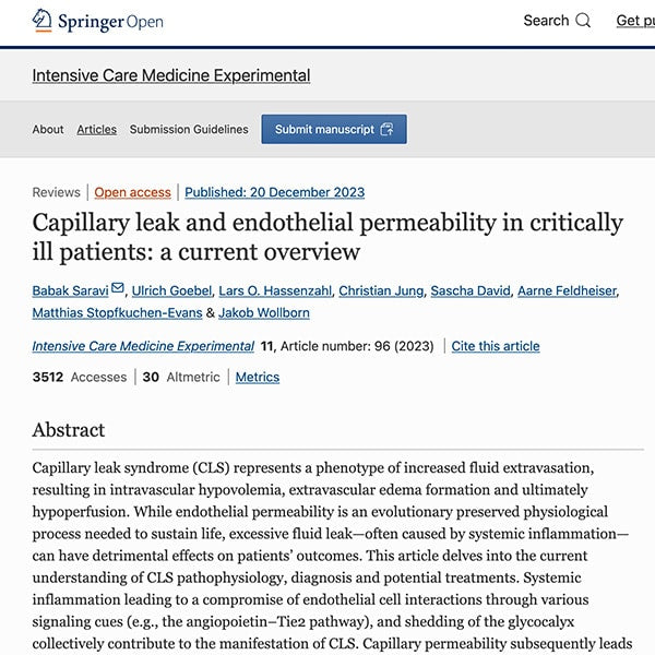 Capillary leak and endothelial permeability in critically ill patients: a current overview