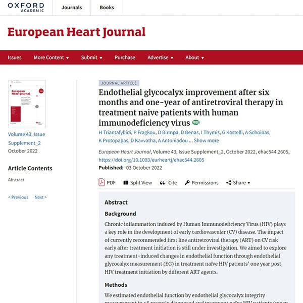 Endothelial glycocalyx improvement after six months and one-year of antiretroviral therapy in treatment naive patients with human immunodeficiency virus