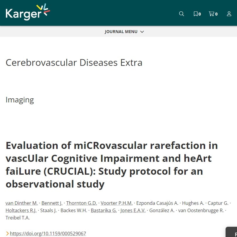 Evaluation of miCRovascular rarefaction in vascUlar Cognitive Impairment and heArt faiLure (CRUCIAL): Study protocol for an observational study