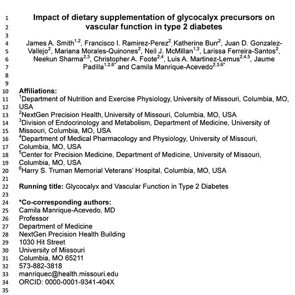 Impact of dietary supplementation of glycocalyx precursors on vascular function in type 2 diabetes