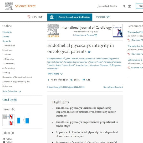 Endothelial glycocalyx integrity in oncological patients
