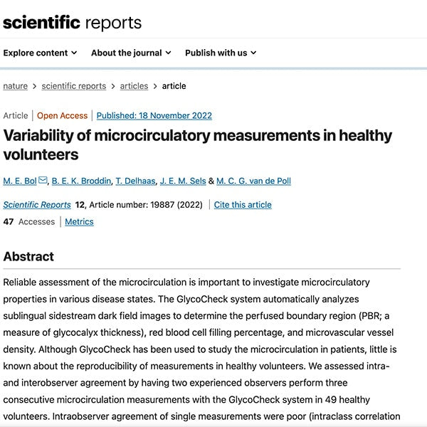 Variability of microcirculatory measurements in healthy volunteers
