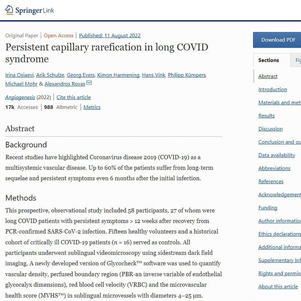 Persistent capillary rarefication in long COVID syndrome