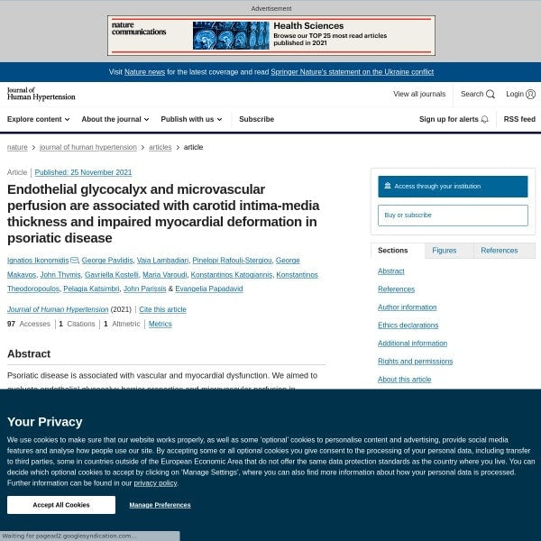 Endothelial glycocalyx and microvascular perfusion are associated with carotid intima-media thickness and impaired myocardial deformation in psoriatic disease