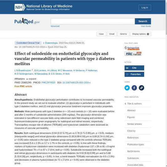 Effect of sulodexide on endothelial glycocalyx and vascular permeability in patients with type 2 diabetes mellitus