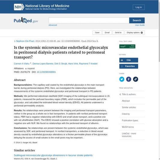 Is the systemic microvascular endothelial glycocalyx in peritoneal dialysis patients related to peritoneal transport?