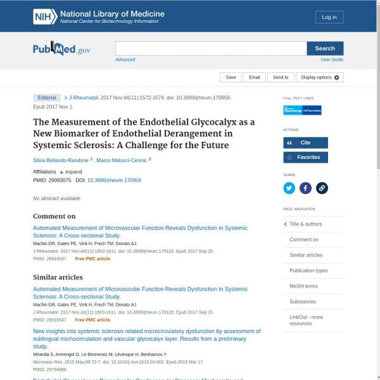 The Measurement of the Endothelial Glycocalyx as a New Biomarker of Endothelial Derangement in Systemic Sclerosis: A Challenge for the Future