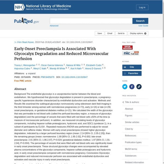 Early Onset Preeclampsia Is Associated With Glycocalyx Degradation and Reduced Microvascular Perfusion