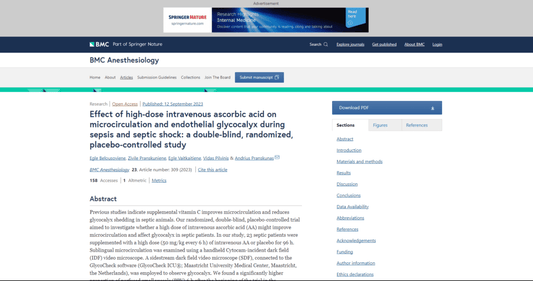 Effect of high-dose intravenous ascorbic acid on microcirculation and endothelial glycocalyx during sepsis and septic shock: a double-blind, randomized, placebo-controlled study