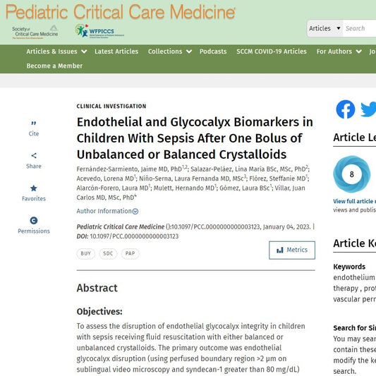 Endothelial and Glycocalyx Biomarkers in Children With Sepsis After One Bolus of Unbalanced or Balanced Crystalloids