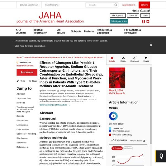 Effects of Glucagon Like Peptide 1 Receptor Agonists, Sodium Glucose Cotransporter 2 Inhibitors, and Their Combination on Endothelial Glycocalyx, Arterial Function, and Myocardial Work Index in Patients With Type 2 Diabetes Mellitus After 12 Month Treatme