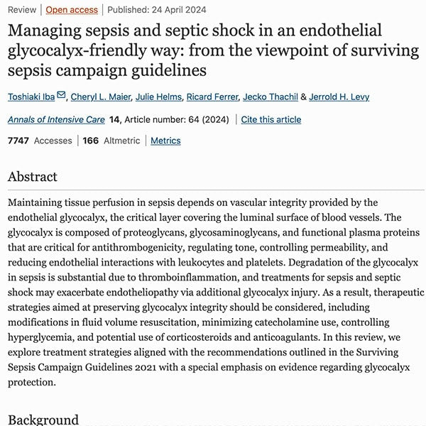 Managing sepsis and septic shock in an endothelial glycocalyx-friendly way: from the viewpoint of surviving sepsis campaign guidelines