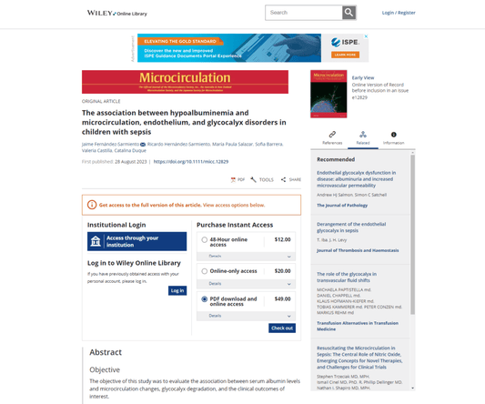 The association between hypoalbuminemia and microcirculation, endothelium, and glycocalyx disorders in children with sepsis