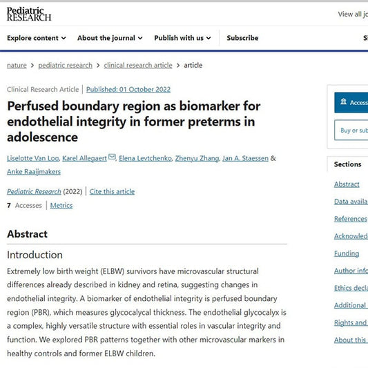 Perfused boundary region as biomarker for endothelial integrity in former preterms in adolescence