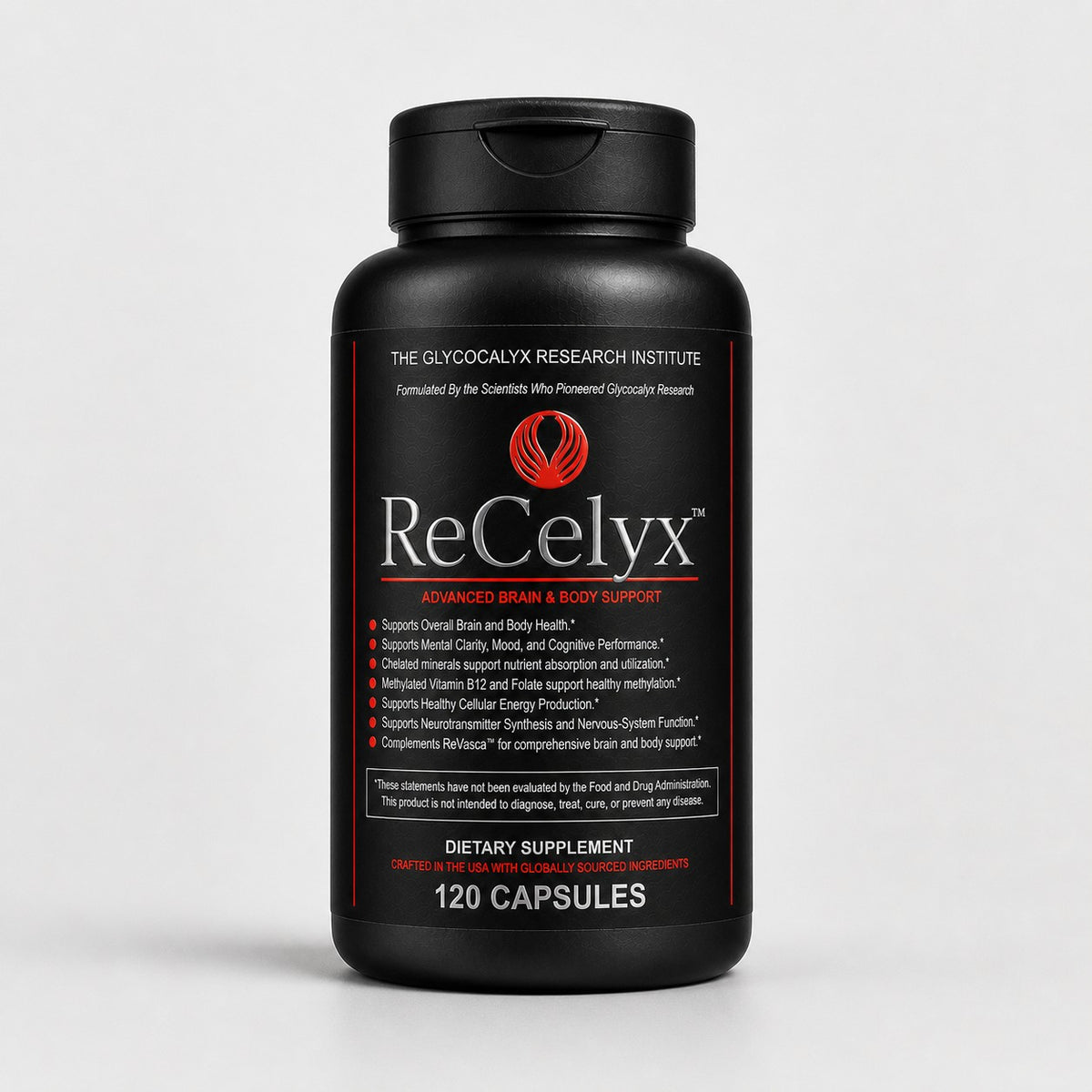 ReCelyx black bottle — 120 capsules, Advanced Brain & Body Support